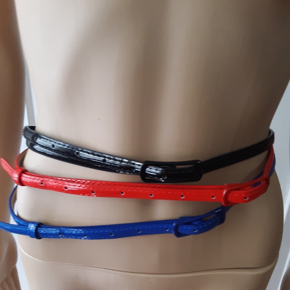 Patent Leather Skinny Belts